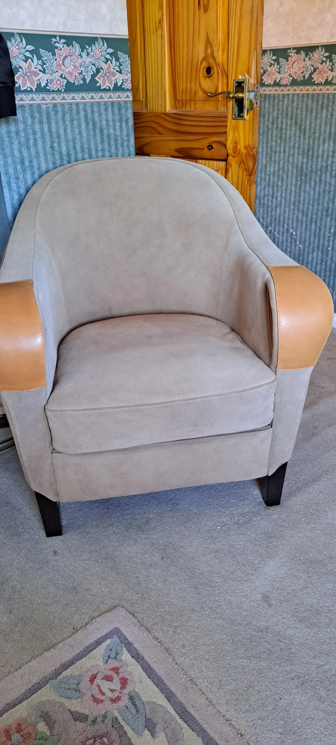 Leather and Suede 3 Seat Sofa and chair