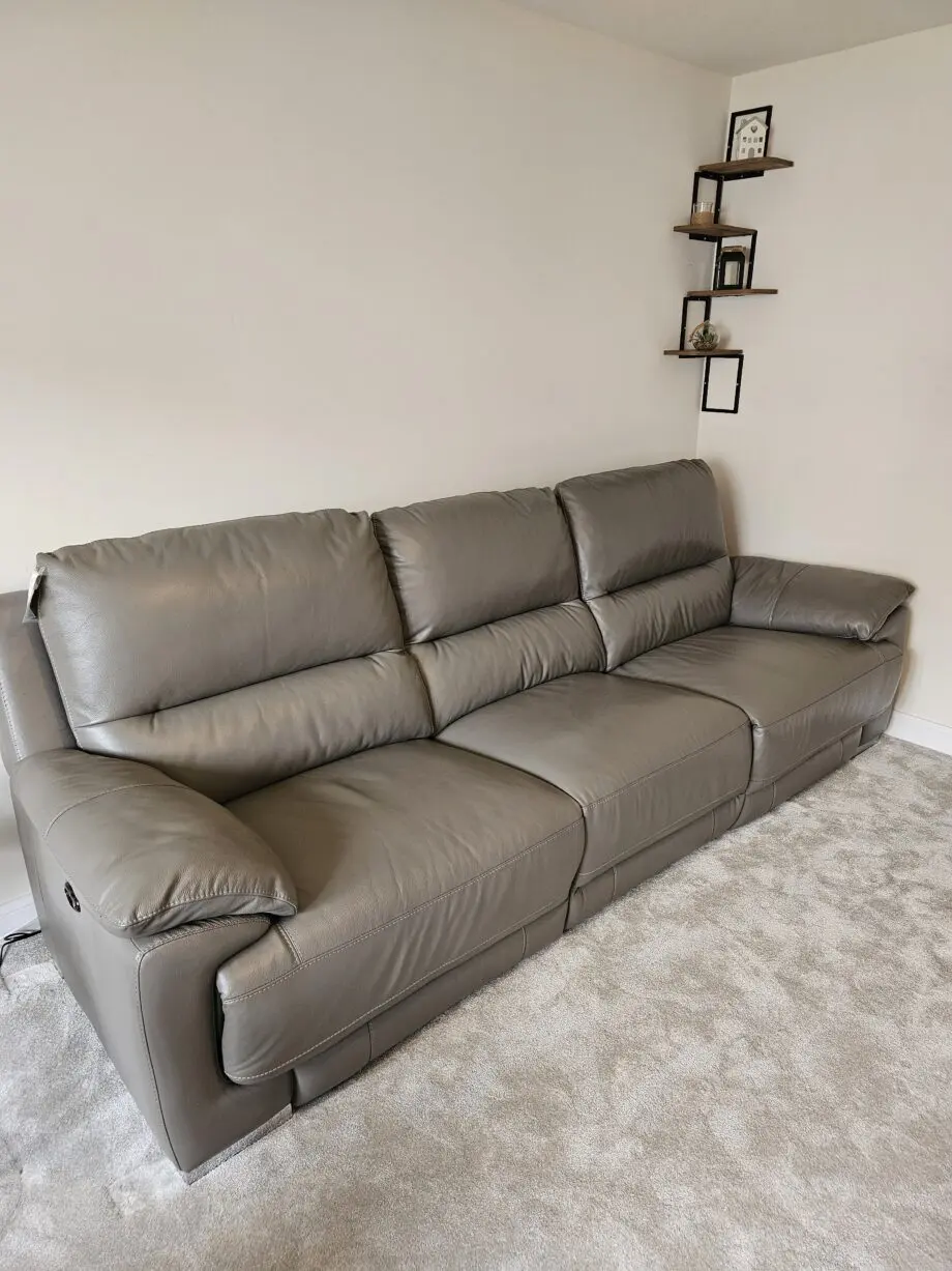 Dfs Falcon Grey Steel Leather Sofa