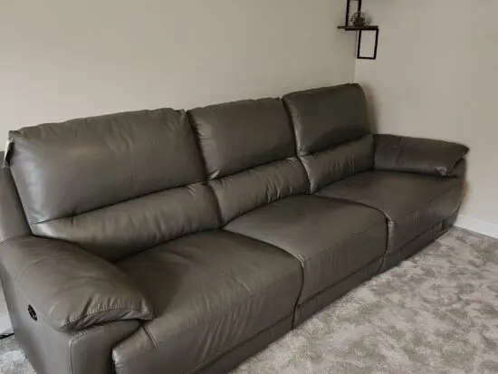 Dfs Falcon Grey Steel Leather Sofa