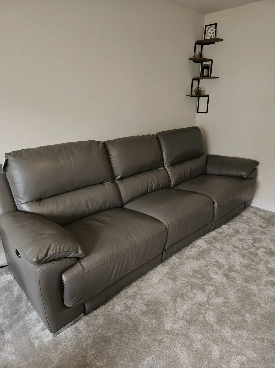 Dfs Falcon Grey Steel Leather Sofa