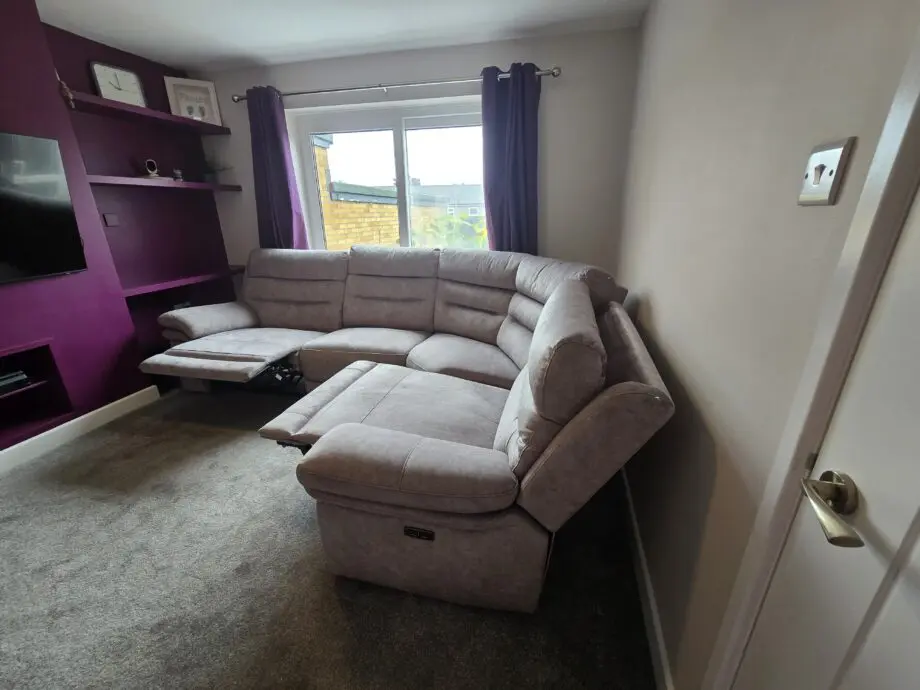 Berlin grey electric reclining corner sofa 3 months old