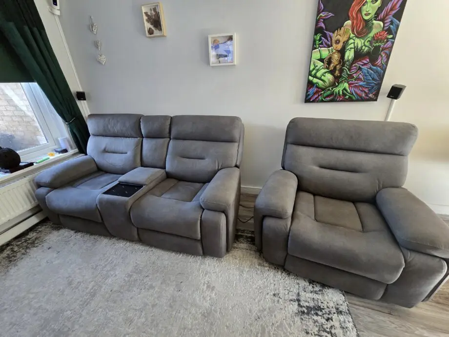 Cinemax Media Fabric Power Recliner Sofa and Arm Chair