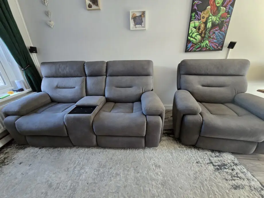 Cinemax Media Fabric Power Recliner Sofa and Arm Chair