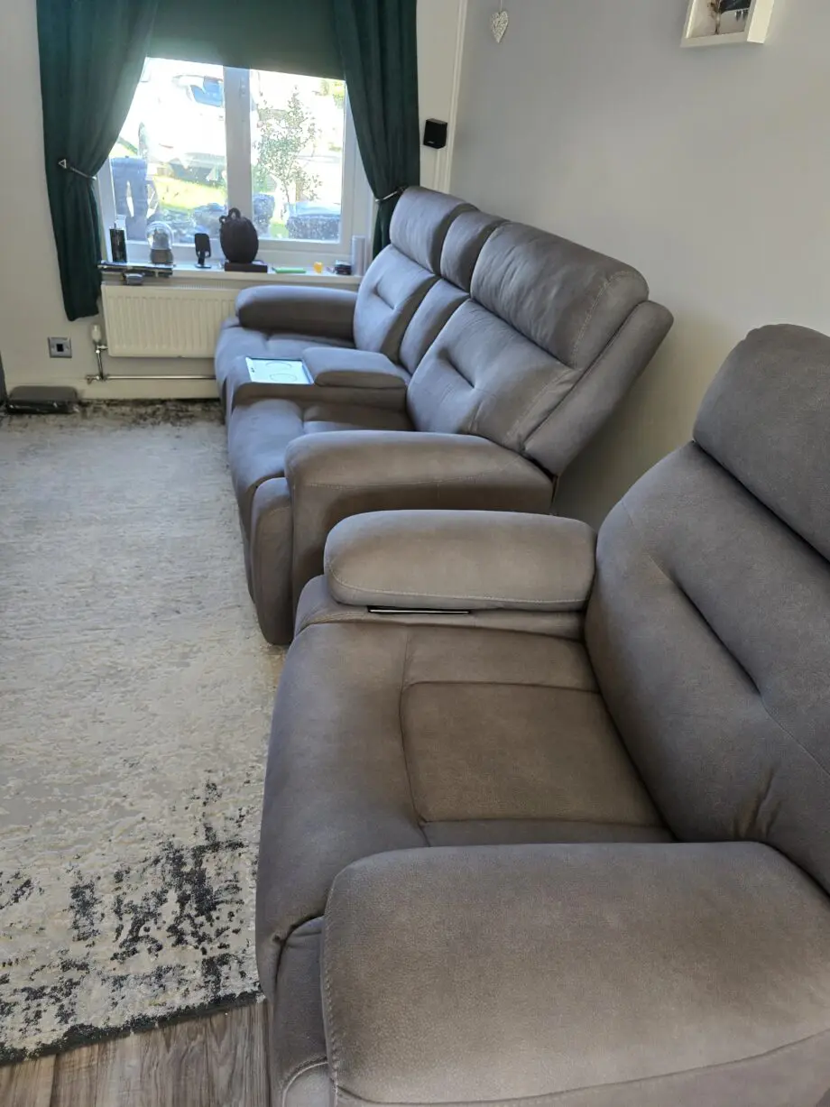 Cinemax Media Fabric Power Recliner Sofa and Arm Chair