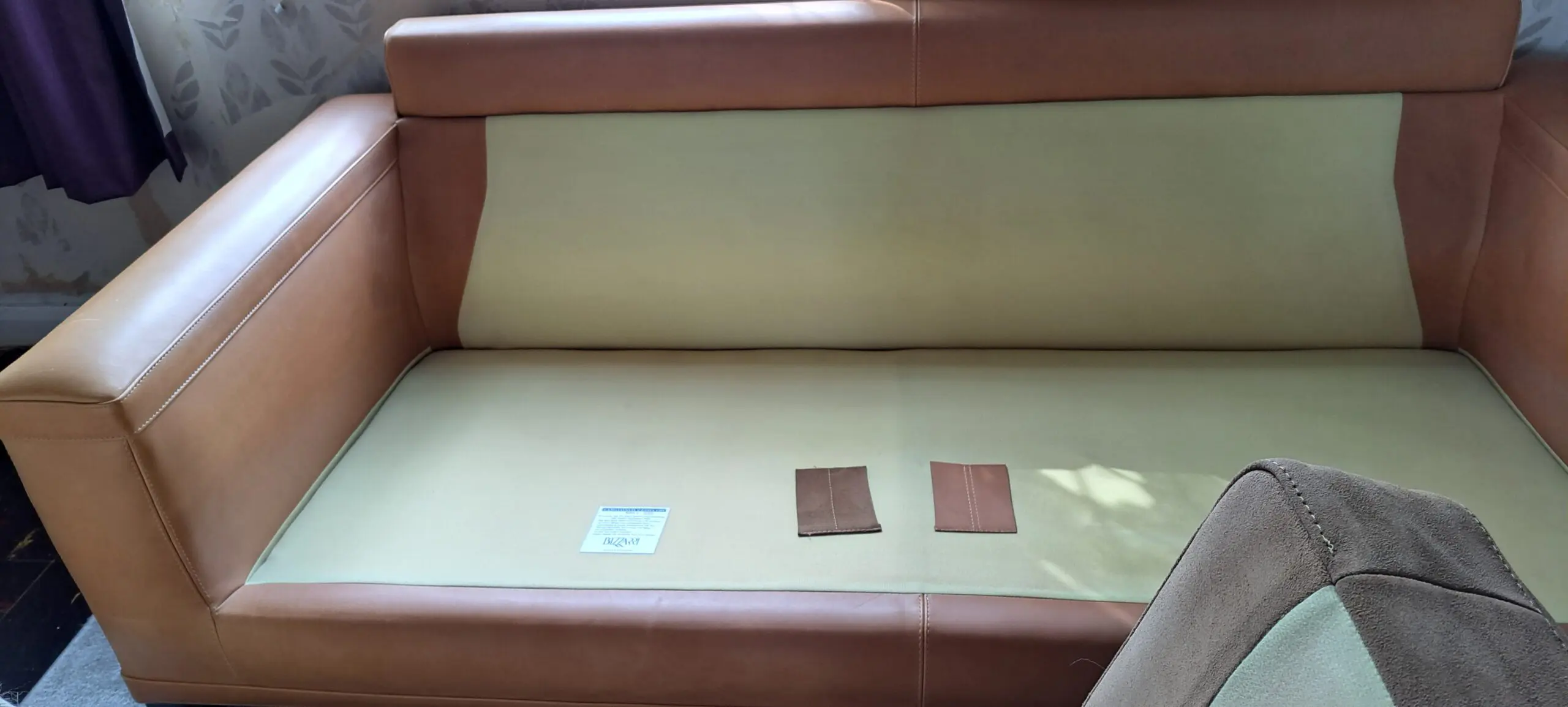 Leather and Suede 3 Seat Sofa and chair