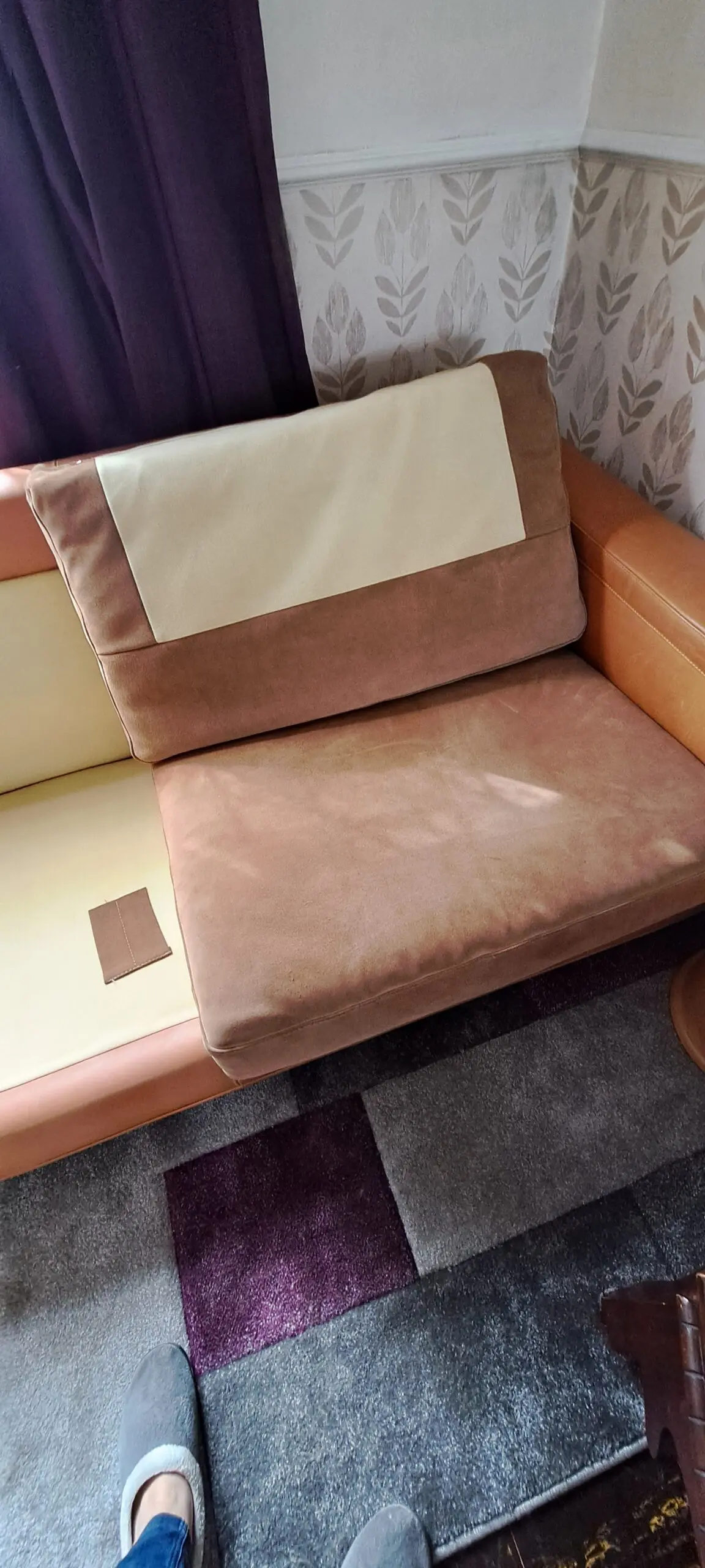 Leather and Suede 3 Seat Sofa and chair