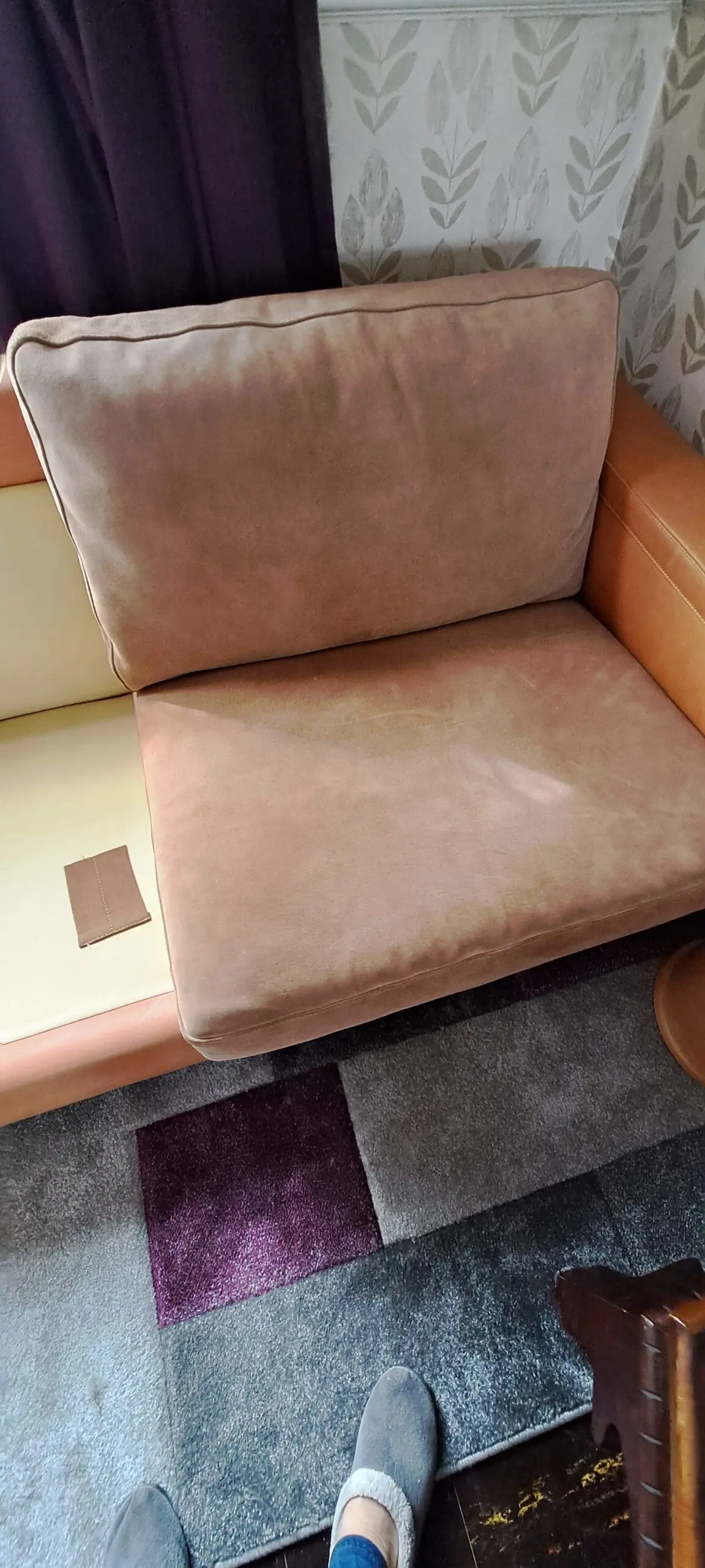 Leather and Suede 3 Seat Sofa and chair