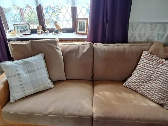 Leather and Suede 3 Seat Sofa and chair