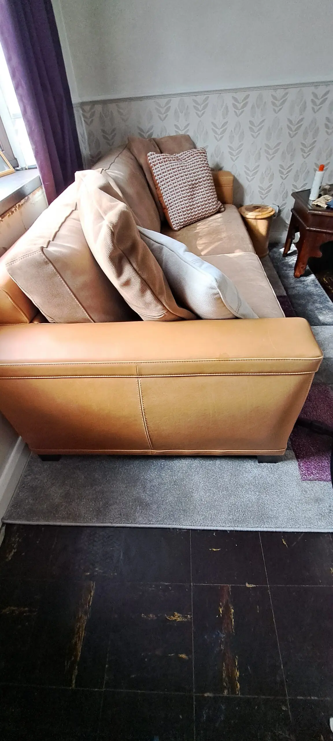 Leather and Suede 3 Seat Sofa and chair