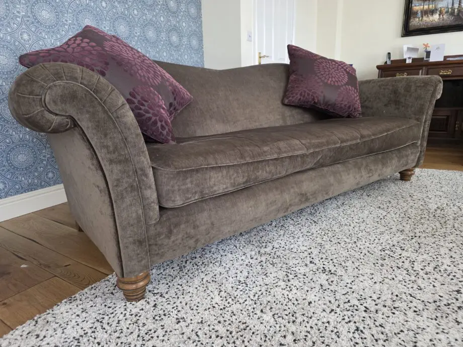 Barker and Stonehouse, Distressed Chenille Serpentine Sofa