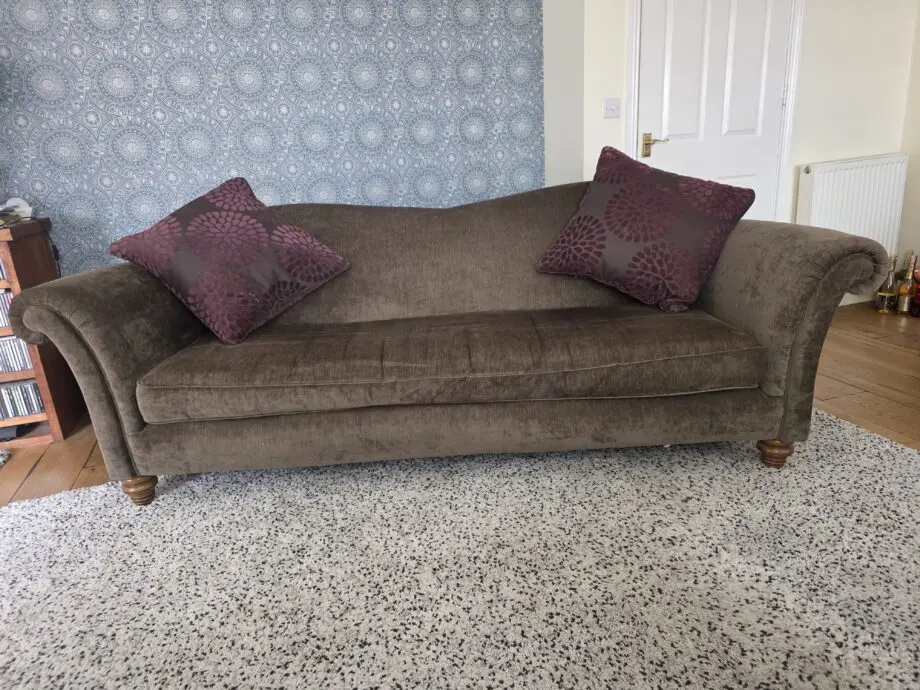 Barker and Stonehouse, Distressed Chenille Serpentine Sofa