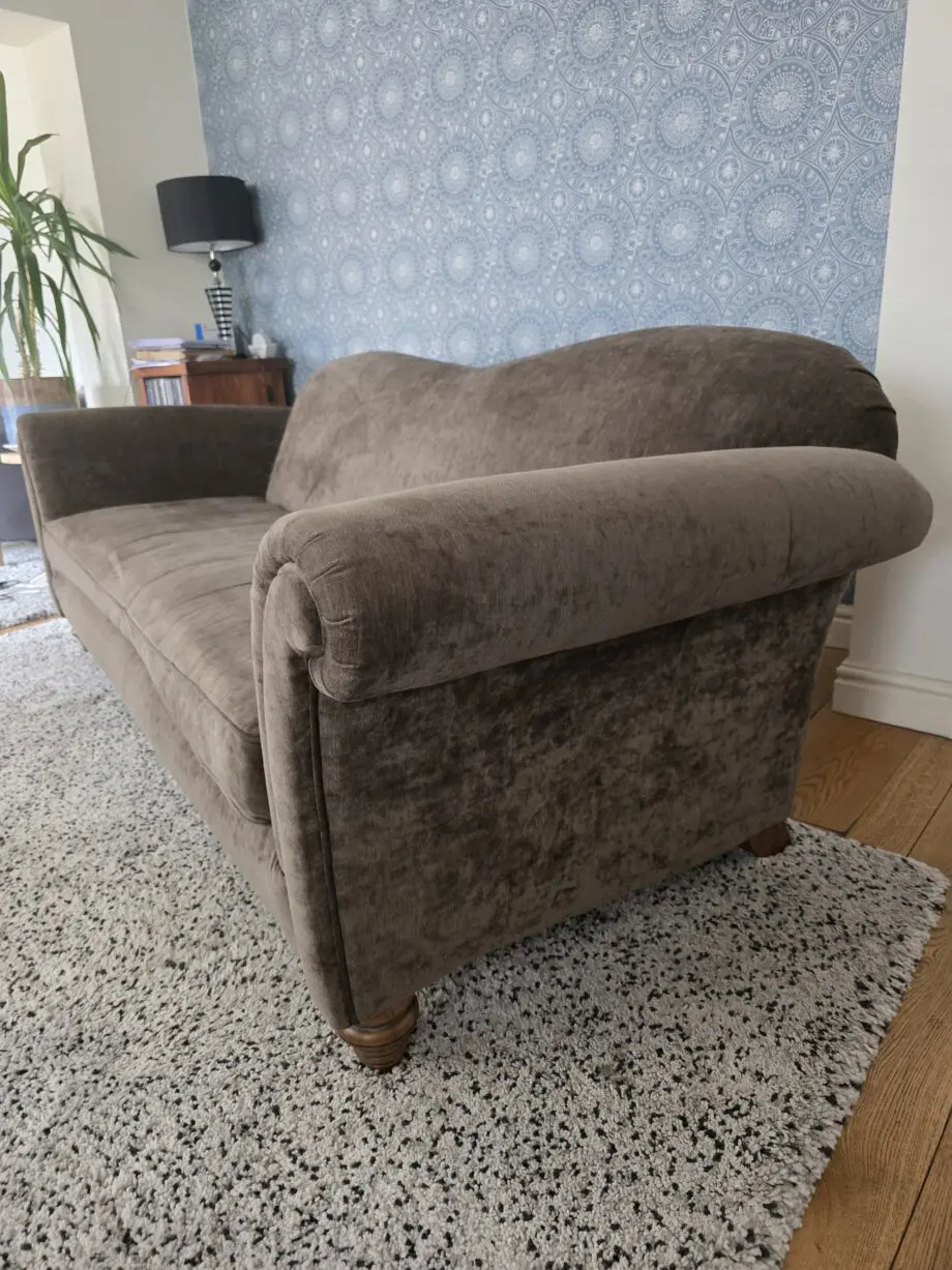 Barker and Stonehouse, Distressed Chenille Serpentine Sofa