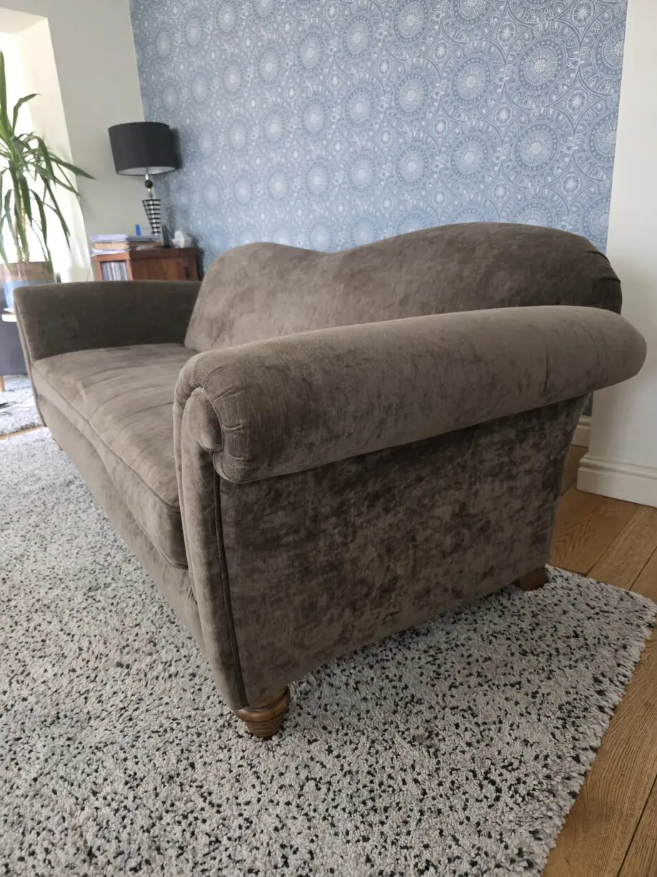 Barker and Stonehouse, Distressed Chenille Serpentine Sofa