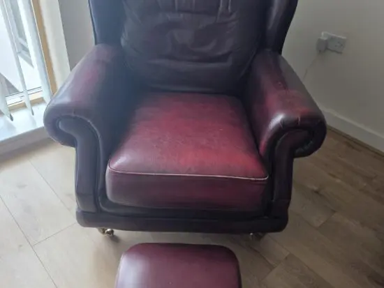 Thomas Lloyd Genuine Leather Armchair and footstool