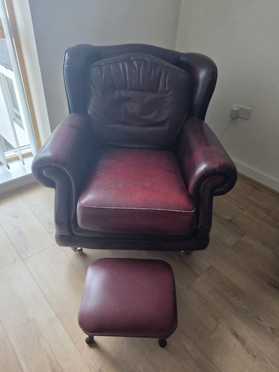 Thomas Lloyd Genuine Leather Armchair and footstool