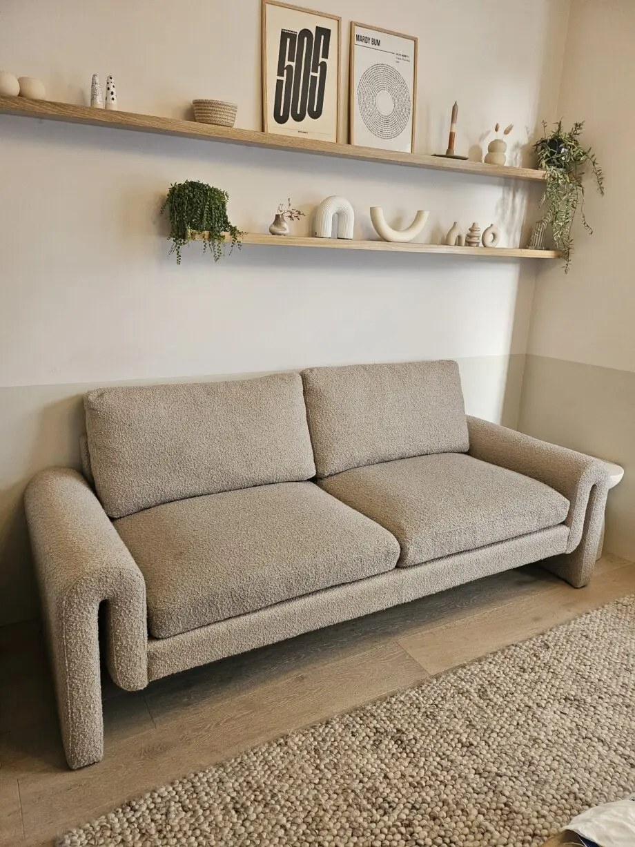 Daals Hampstead Sofa In Taupe Beige Boucle Curved 3-Seater Sofa RRP £600