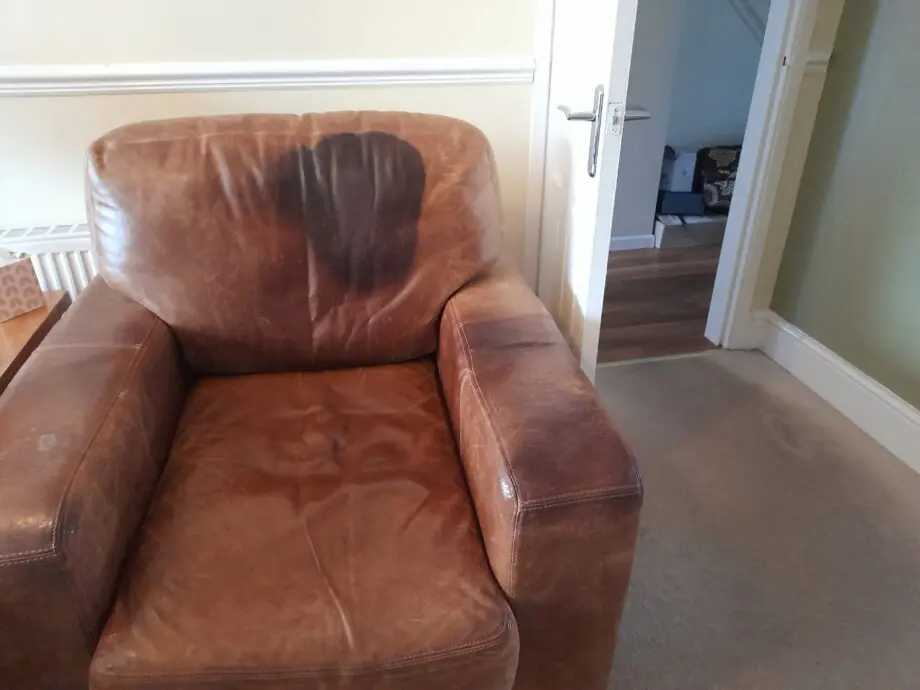 Brown leather sofa and chair