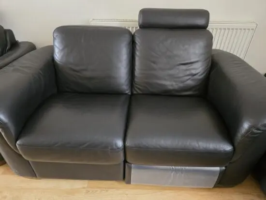 Bespoke Italian leather sofa set with recliner