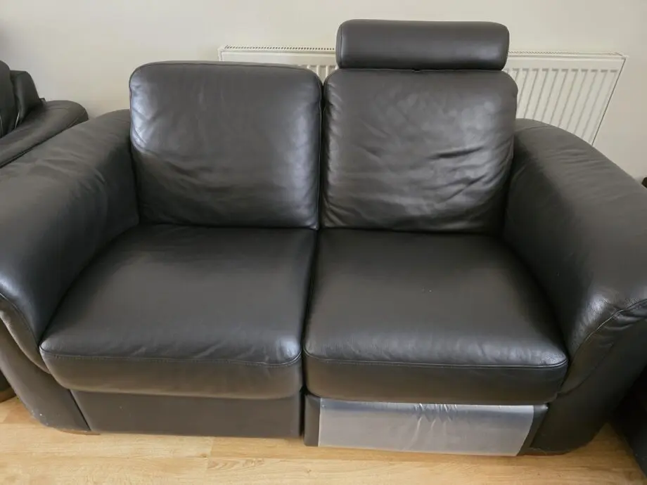 Bespoke Italian leather sofa set with recliner