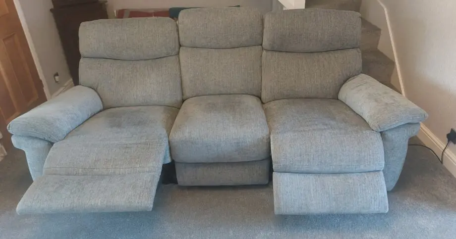 Furniture Village Comfort Story Serene 3 Seater Fabric Power Recliner Sofa & Power Recliner Chair Grey