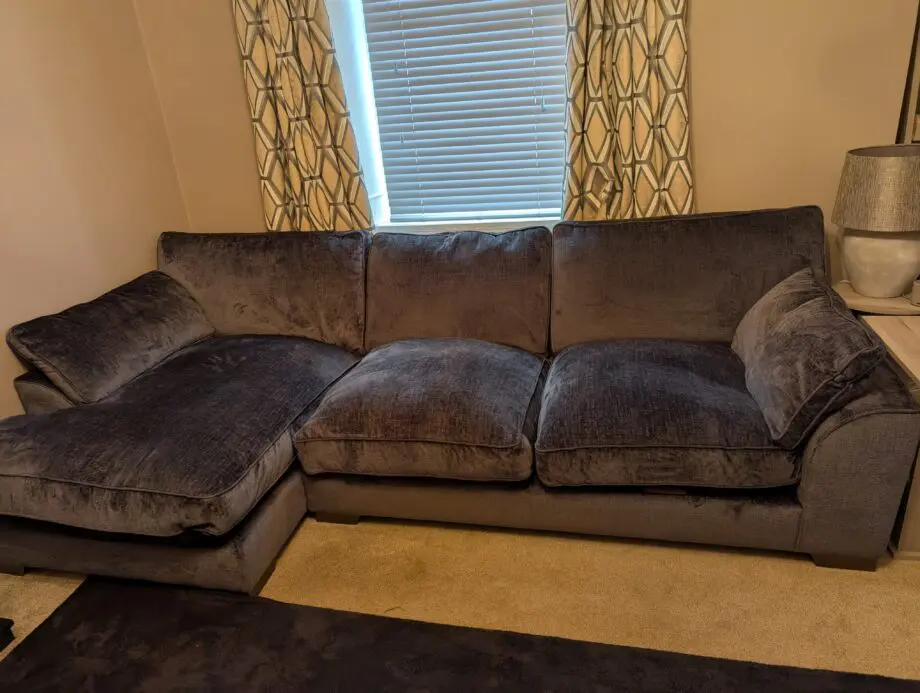 Next L shape relaxed sit navy sofa with matching chair