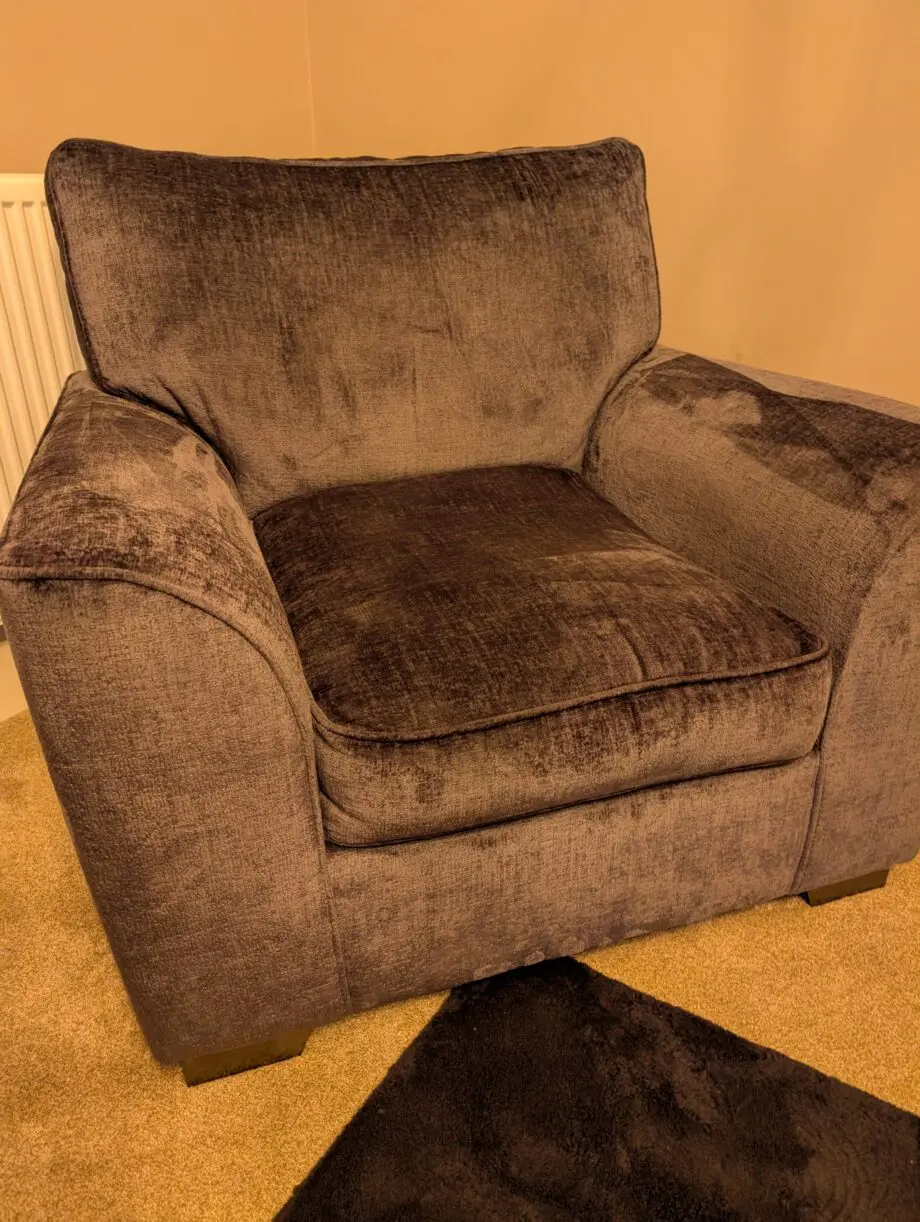 Next L shape relaxed sit navy sofa with matching chair