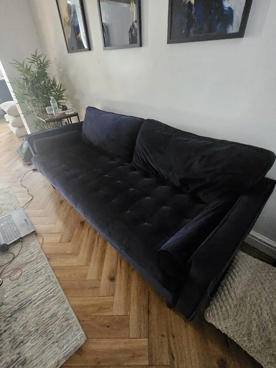 Blue velvet 3 seater sofa dunelm