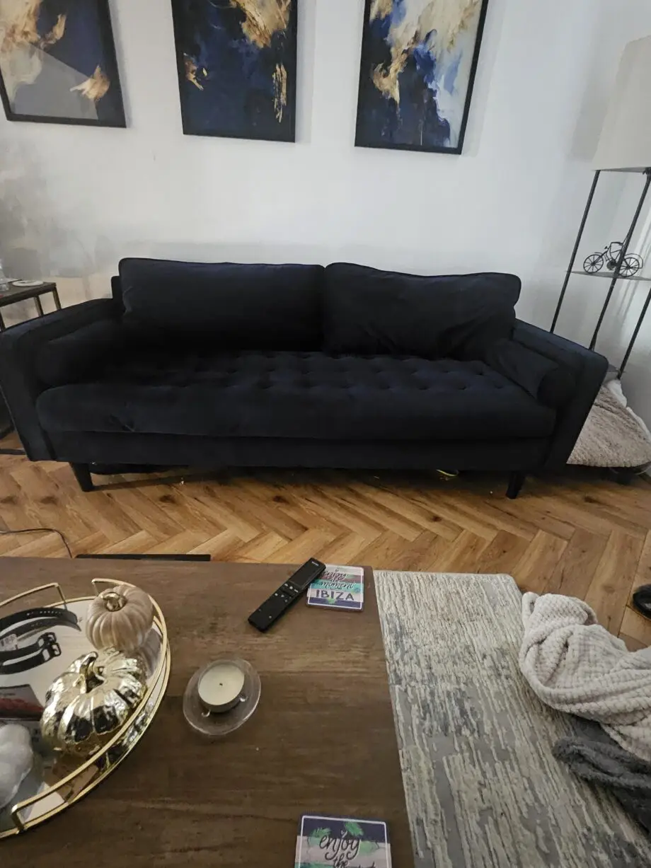 Blue velvet 3 seater sofa dunelm
