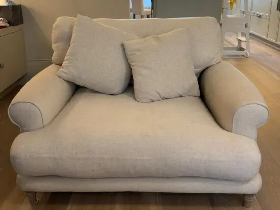 Loaf Love seat (Slowcoach) in Thatch house fabric