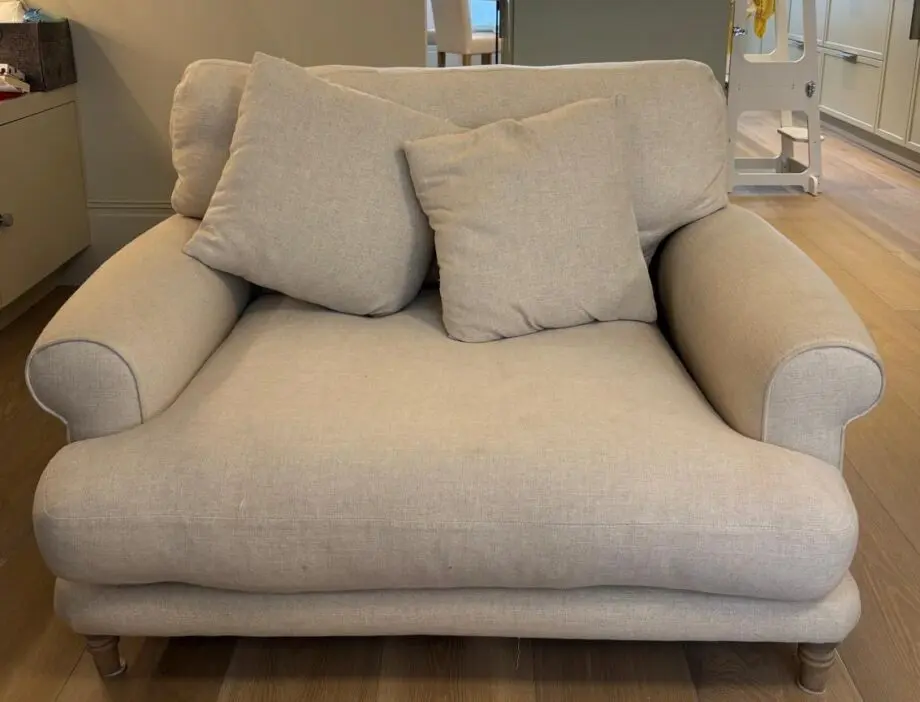 Loaf Love seat (Slowcoach) in Thatch house fabric