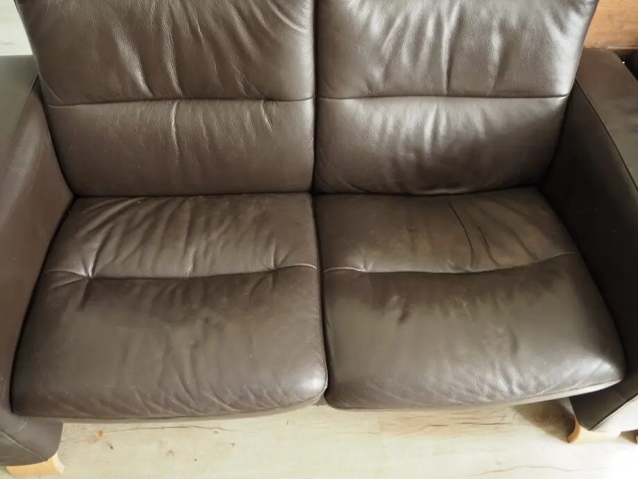 2 Stressless Brown Leather Recliner Sofas with Footstool