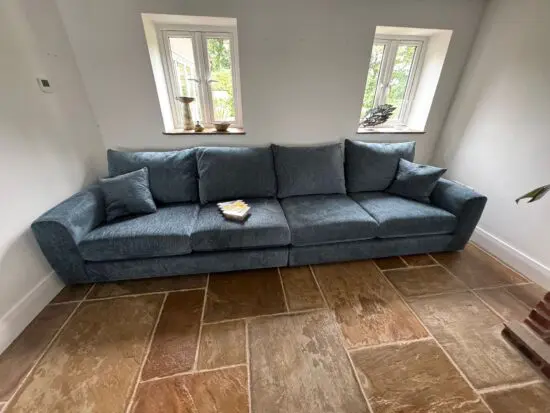 Blue 4 seater sofa from loom loft preston
