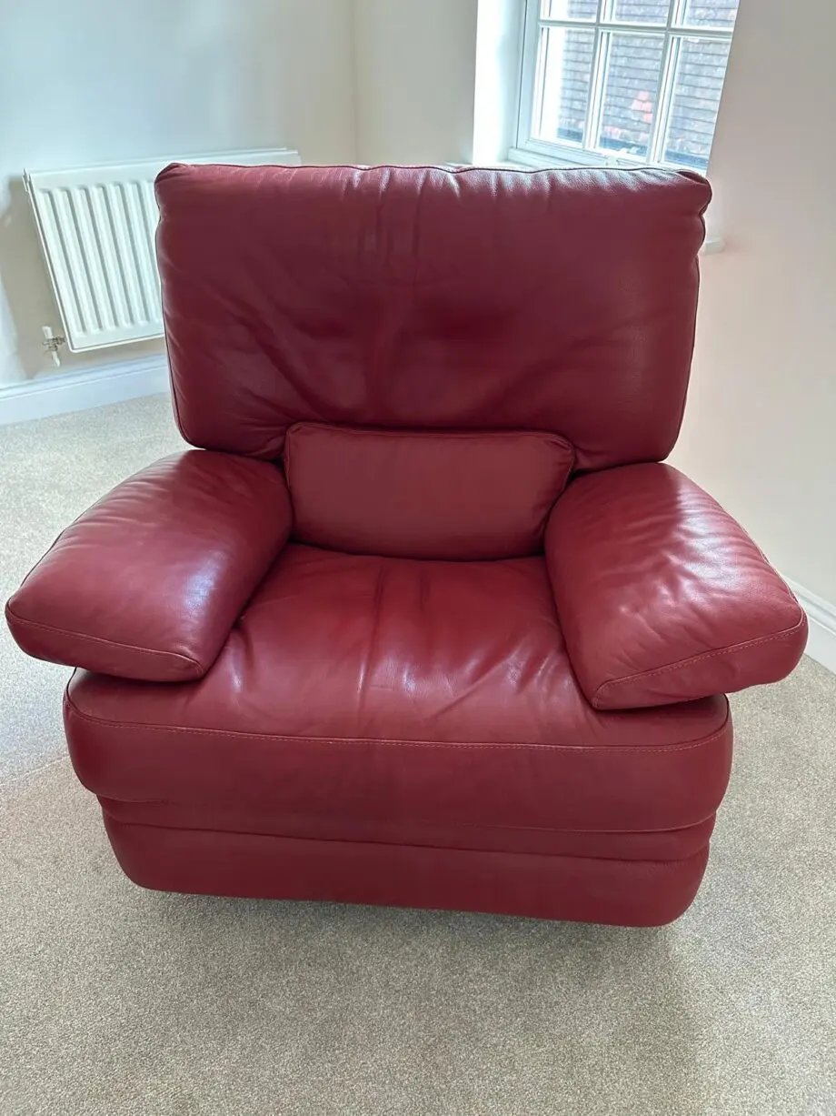 Red leather sofa set