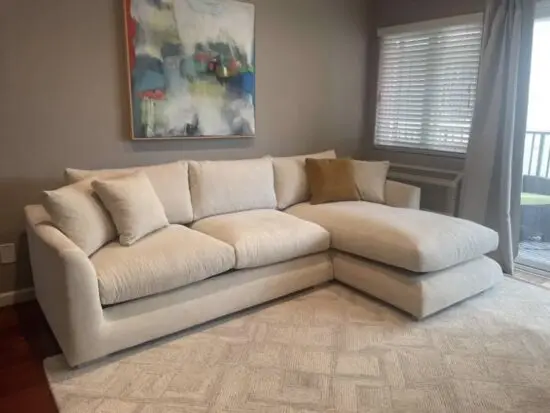 John Lewis Beige L Shape Corner Sofa With Lounge Chaise For Sale