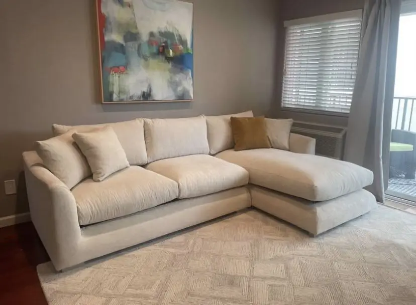 John Lewis Beige L Shape Corner Sofa With Lounge Chaise For Sale