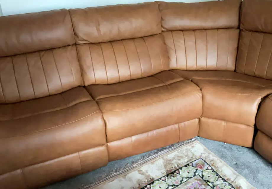 Corner softer tan real leather 1 year 6 moths old