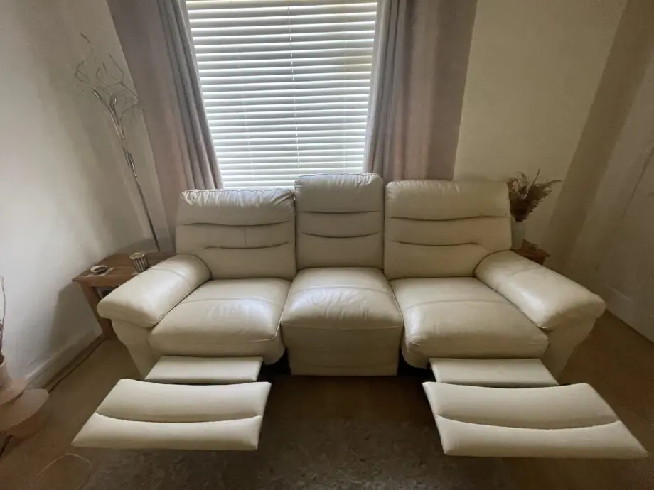 100% genuine soft grain cream Italian leather recliner 3+2 sofas