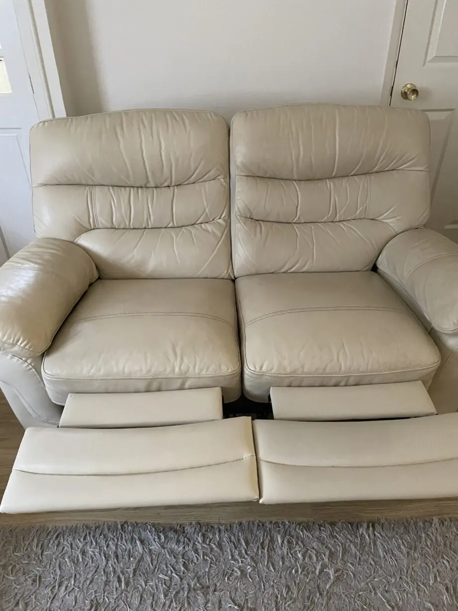 100% genuine soft grain cream Italian leather recliner 3+2 sofas