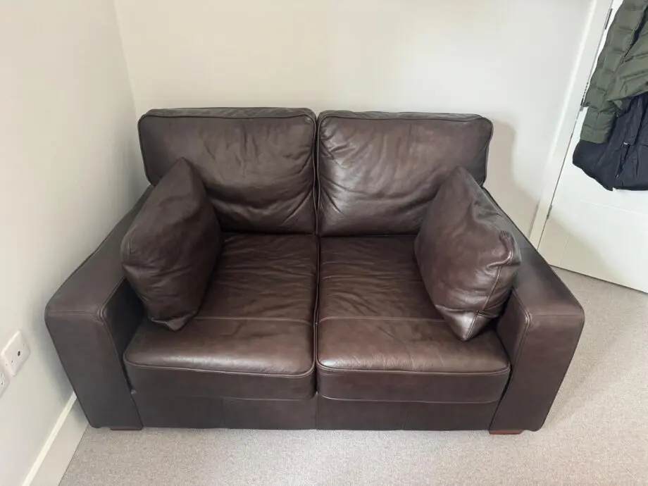 Brown 2 seater leather sofa