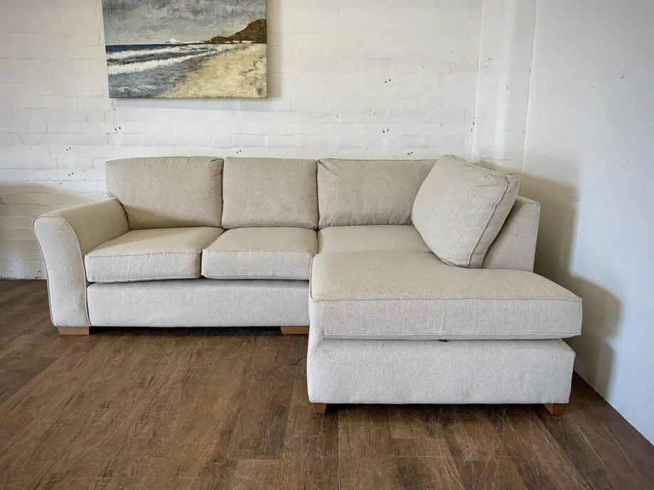 Next Brand Beige Corner Sofa With High Back Cushion