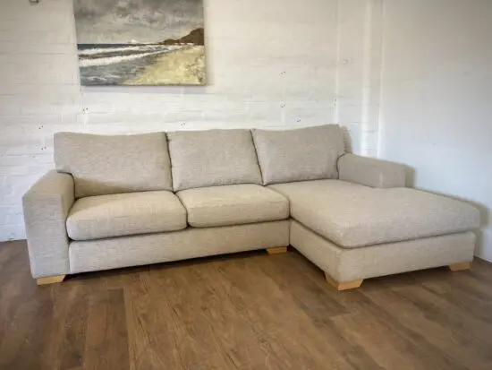 Next Beige L Shape Corner Sofa With Lounge Chaise For Sale