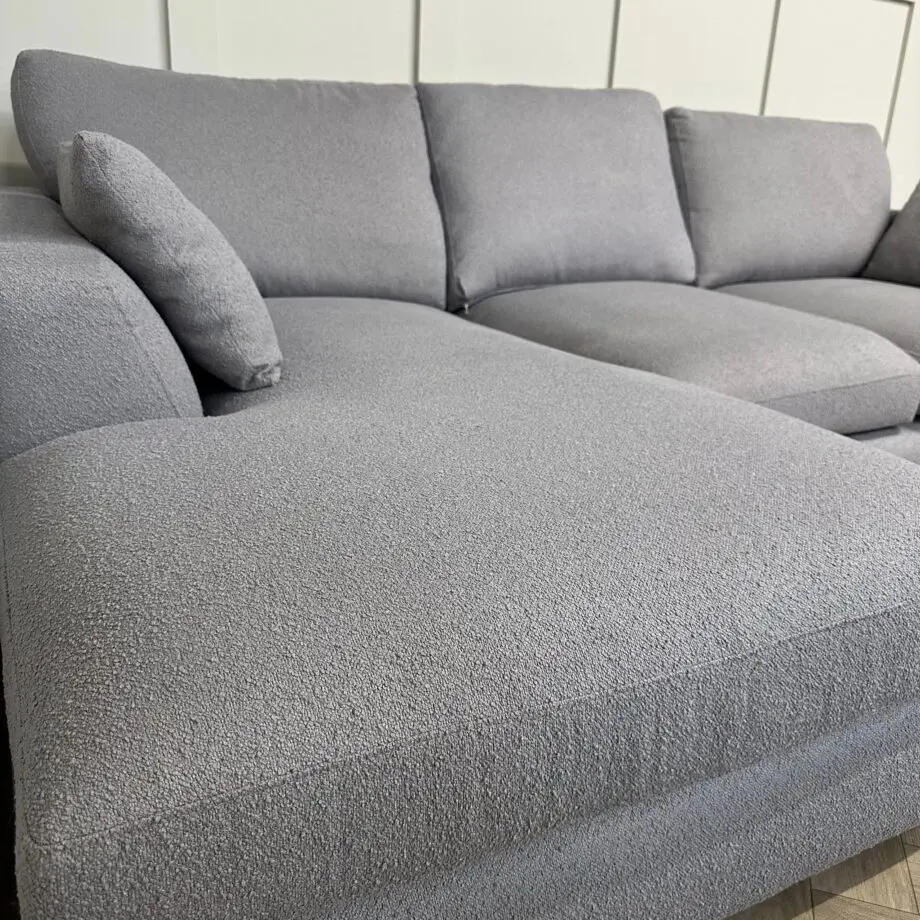 DFS “Calix” chaise sofa - Grey Boucle fabric