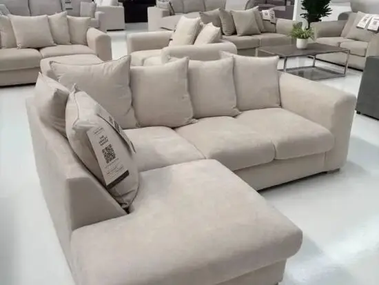 Next Beige L Shape Corner Sofa With Pouffe For Sale