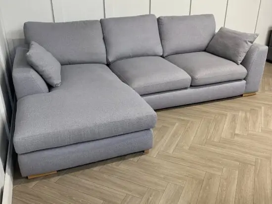 DFS “Calix” chaise sofa - Grey Boucle fabric