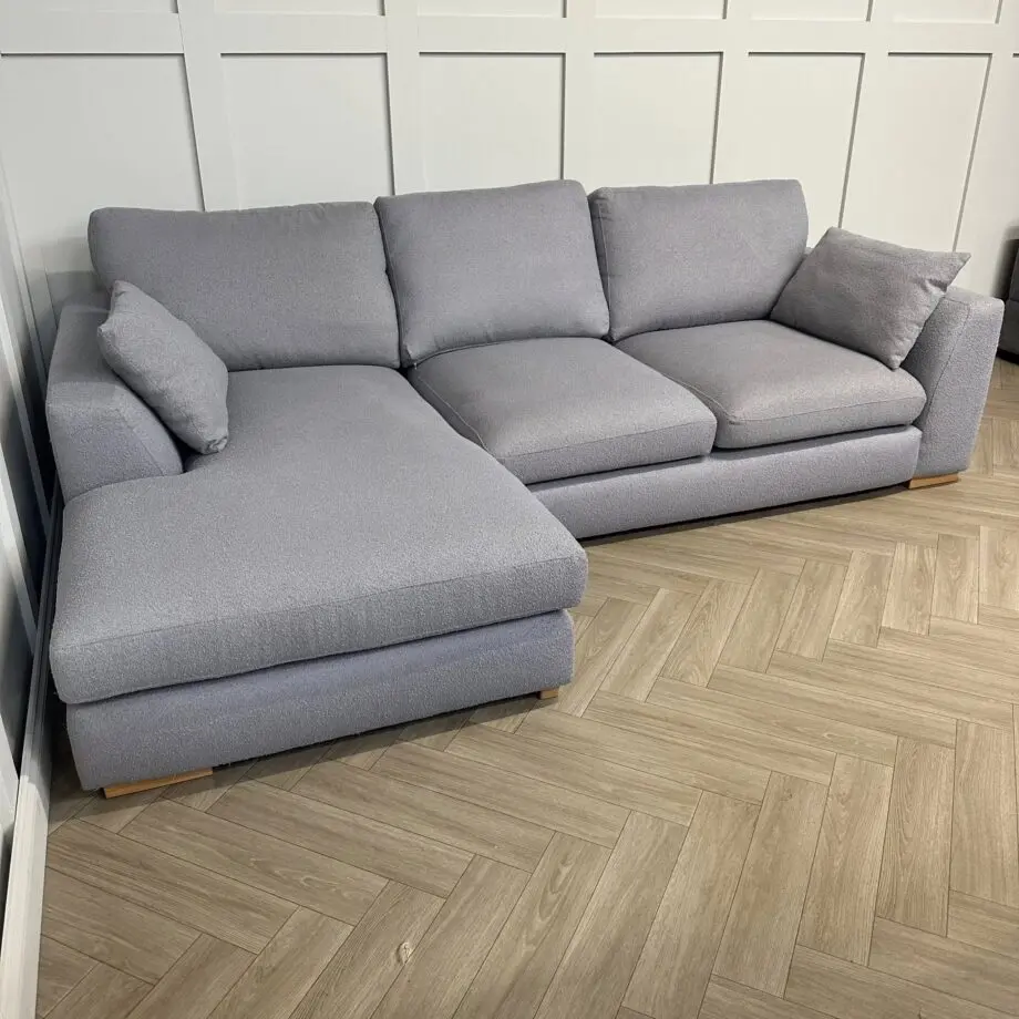 DFS “Calix” chaise sofa - Grey Boucle fabric