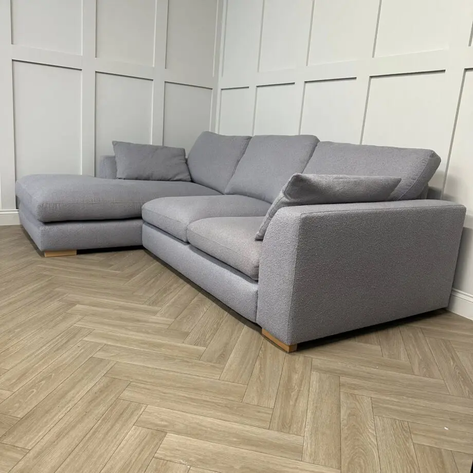 DFS “Calix” chaise sofa - Grey Boucle fabric