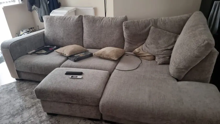 Dunelm Beige Carson Deep Sit Chunky Chenille Corner Sofa