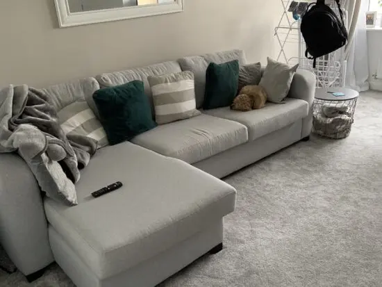 DFS Layla Left Hand Facing Chaise end 3 seater grey sofa