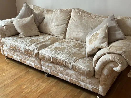 Cream/gold floral grand sofa -scs