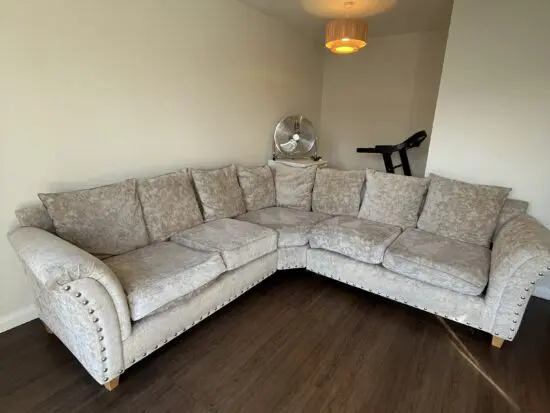 Large light grey corner sofa from dfs